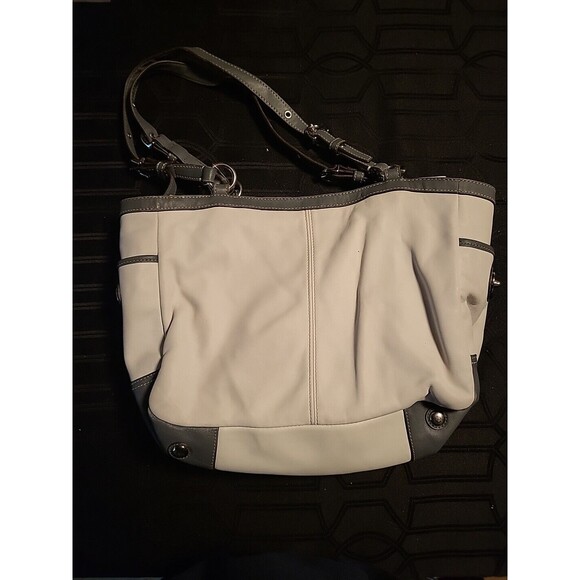 Coach Womens Handbag Satchel Shoulder Purse Grey Leather A1072-F13759  H2 - Picture 2 of 16